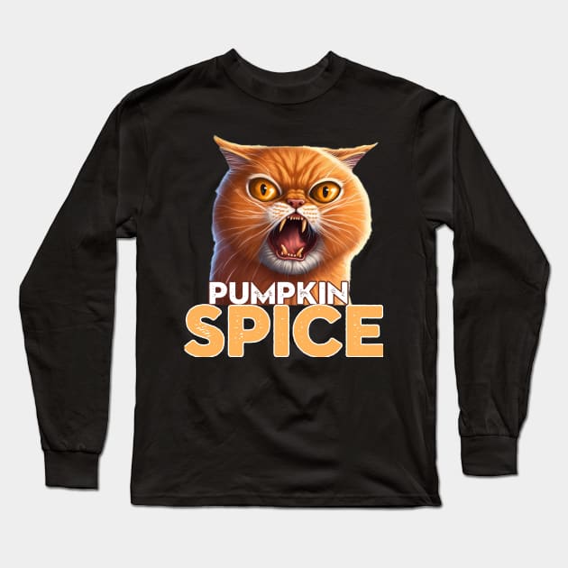 Pumpkin Spice Kitty Long Sleeve T-Shirt by nonbeenarydesigns